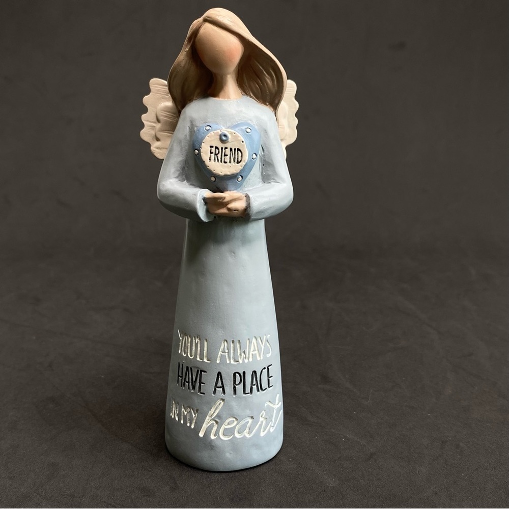 B. Lloyd Angel Figurine 5" Friend Heart Sentimental Folk Art Decor Blue Gift
